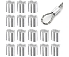 Virvės spaustukas, 120 virvės spaustukų pakuotė 3 mm, aliuminio užspaudimo kilpa, aliuminio įvorės, aliuminio spaustukas, vielinės virvės spaustukas, užspaudžiamos įvorės guminėms virvėms