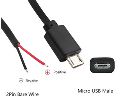 Vissqh 10 vnt. 30 cm micro usb pigtail kabelių rinkinys, micro usb male į 2 kontaktų pliką kabelį, 22awg 3a usb male, 2 gyslų usb ilgintuvas, usb male litavimas, su atviru galu "pasidaryk pats" entuziastams