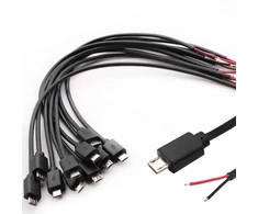 Vissqh 10 vnt. 30 cm micro usb pigtail kabelių rinkinys, micro usb male į 2 kontaktų pliką kabelį, 22awg 3a usb male, 2 gyslų usb ilgintuvas, usb male litavimas, su atviru galu "pasidaryk pats" entuziastams
