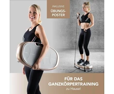Vitalmaxx Version 2019 viso kūno treniruoklis su 3 fiksuotomis programomis ir 30 vibracijos lygių, 200w, šampano / pilka, 63x35x15cm