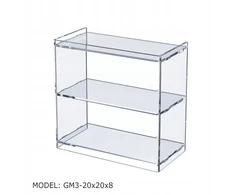 Vitrina 20x20x8 iš 3mm plexi, lentyna ekspozicijai