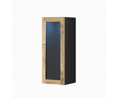 Vitrina vigo 90 stiklas juodas/ ąžuolas wotan - Cama Meble