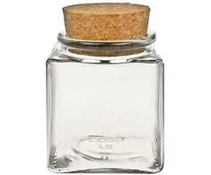 Viva housewares stiklinis prieskonių indelis su kamštiniu dangteliu, tinkamas naudoti kaip stiklinis indelis ir dėžutė prieskoniams, druskai ir kt., 200 ml