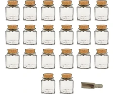 Viva housewares stiklinis prieskonių indelis su kamštiniu dangteliu, tinkamas naudoti kaip stiklinis indelis ir dėžutė prieskoniams, druskai ir kt., 200 ml