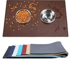 Vivaglory Šunų maisto kilimėlis, kačių ir šunų maitinimo kilimėlis, nešvarumus sulaikantis vandeniui atsparus silikoninis kilimėlis su paaukštintu kraštu, chocolate, Small (48 x 30 cm)