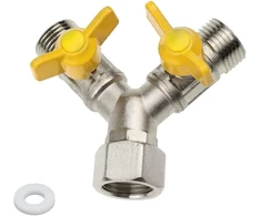 Ventiliatorius Viviihoo žalvarinis Y formos skirstytuvas 3 krypčių adapterio ventilis 1/2 colio Y skirstytuvo ventilis dušo adapteris skalbimo mašinai, vonios kambariui, virtuvei, sodo žarnai (7 x 8,5 cm)