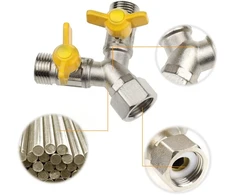 Ventiliatorius Viviihoo žalvarinis Y formos skirstytuvas 3 krypčių adapterio ventilis 1/2 colio Y skirstytuvo ventilis dušo adapteris skalbimo mašinai, vonios kambariui, virtuvei, sodo žarnai (7 x 8,5 cm)