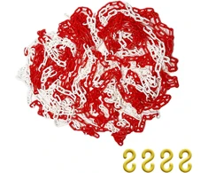 Vixzoid barjerinė grandinė - 30 m, 6 mm įspėjamoji grandinė, plastikinė grandinė saugos ir statybų aikštelės apsaugai, plastikinė grandinė užtvaroms ir automobilių stovėjimo aikštelių įspėjimui, raudona/balta