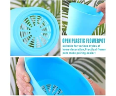 Vmxlso 16 vnt. 10 cm plastikinių vazonų rinkinys, mažas vazonas su lėkštute, apvalūs plastikiniai vazonai, plastikinis vazonas, maži daiginimo vazonai, plastikas namų biuro dekoravimui, spalvingi