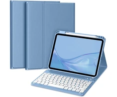 Vobafe dėklas su klaviatūra, skirtas ipad 11 10 kartos (2025/2022, 10.9/11 colių), magnetinė nuimama bluetooth klaviatūra su atnaujintu klavišų gaubtu, ipad a16 klaviatūra su rašiklio laikikliu, mėlyna