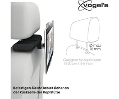 Vogel's Tms1020, planšetės galvos atramos laikiklio rinkinys automobiliams, universalus - juodas/sidabrinis