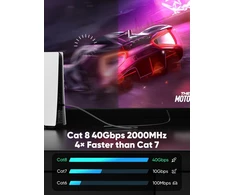 Voietolt Cat 8 Lan kabelis 20 m, 40 Gbps/2000 Mhz plokščias pintas tinklo kabelis Ethernet kabelis, S/ftp Rj45 gigabitinis pataisos kabelis, skirtas Ps4/5, modemui, maršrutizatoriui