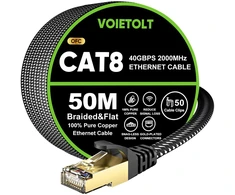 Voietolt Cat 8 Lan kabelis 50 m, 40 Gbps/2000 Mhz plokščias pintas tinklo kabelis Ethernet kabelis, S/ftp Rj45 gigabitinis pataisos kabelis, skirtas Ps4/5, modemui, maršrutizatoriui