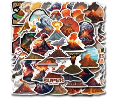 Volcano lipdukas, 50 vienetų rinkinys, skirtas riedlentėms, grafiti, motociklams, dviračiams, snieglentėms, bagažui, nešiojamam kompiuteriui, automobiliui, lagaminui, vaikams ir paaugliams, vandeniui atsparūs vinilo lipdukai