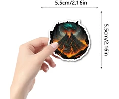 Volcano lipdukas, 50 vienetų rinkinys, skirtas riedlentėms, grafiti, motociklams, dviračiams, snieglentėms, bagažui, nešiojamam kompiuteriui, automobiliui, lagaminui, vaikams ir paaugliams, vandeniui atsparūs vinilo lipdukai