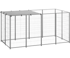 Voljeras šunims, sidabrinės spalvos, 2,42 m², plienas
