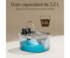 Voluas nerūdijančio plieno fontanas katėms - belaidis fontanas su baterija, 3.2 l, automatinis vandens dozatorius šunims su tyliu siurbliu, lengvai valomas, be Bpa, katėms, šunims, meh