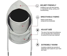Vonjuma Balaclava kepurė žieminė termo slidinėjimo kaukė fleece neperpučiama veido gobtuvo kepurė šalikas balaclava vyrams moterims pilka