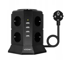 Voomy maitinimo lizdų juosta su Usb, 2 m, 4 lizdai, 4 Usb jungtys