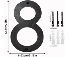 Vordpe nerūdijančio plieno juodas namo numeris 12,7 cm didelis 3d efekto namo numerio ženklas, skirtas biuro durims, pašto dėžutėms, butų vartams, spintelėms, garažams (numeris 8)