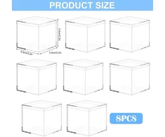 Vossot 8 mažų dėžučių su dangteliais rinkinys, 5,5 cm skaidri plastikinė dovanų dėžutė, akrilinis kubo skaidrus rinkinys, akrilinė dėžutė su dangteliu, mažas akrilinis vitrinos dėklas