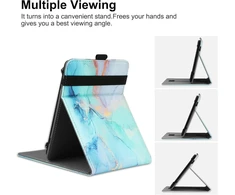 Vovipo universalus 6 colių kindle paperwhite e-skaityklės dėklas, folio stovas apsauginis dėklas, skirtas kindle/tolino/pocketbook/sony 6 colių e-skaityklėms, su keliais žiūrėjimo kampais, marmuro mėlyna