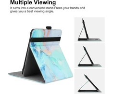 Vovipo universalus dėklas 6 colių, 6,8 colių 7 Kindle Paperwhite/colorsoft Ereaders, apsauginis dėklas su rankos dirželiu, suderinamas su Kindle/kobo/tolino/pocketook/sony 6-6,8-7 colių ebook skaityklėmis - marmurinis