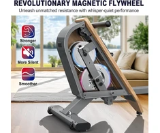 Vowvit Or3 irklavimo treniruoklis namams, magnetinis irklavimo treniruoklis su bluetooth monitoriumi, 16 pasipriešinimo lygių, kompaktiškas irklavimo treniruoklis su 160 kg svorio riba, vertikalus laikymas, smėlio spalvos