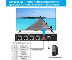 Vpfet Hdmi skirstytuvas-stiprintuvas per Cat5e 6 50m 1 įėjimas į 4 išėjimus, balun ethernet palaiko 1080p Hdcp Edid Poc, maitinimo šaltinis