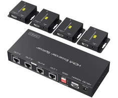 Vpfet Hdmi skirstytuvas-stiprintuvas per Cat5e 6 50m 1 įėjimas į 4 išėjimus, balun ethernet palaiko 1080p Hdcp Edid Poc, maitinimo šaltinis