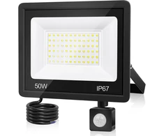 Vrfmaliy 50 W led prožektorius su judesio davikliu lauke, 5000 lm led lauko prožektorius, 7000 k šaltai balta, itin ryškus prožektorius, ip67 vandeniui atsparus priekinis žibintas sodui, kiemams, garažui, namams