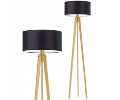 Vrlamps pastatomas reguliuojamas medinis šviestuvas su juodu gaubtu Led E27 Tempo