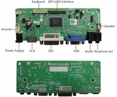 Vsdisplay dvi vga audio lcd valdiklio plokštė skirta 21.5" 23" lm215wf4-tle8 lm230wf5-tld1 lc230eue-tda1 1920x1080 30pin lcd ekranui