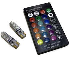W5w Led Rgb lemputės su pulteliu, 12v