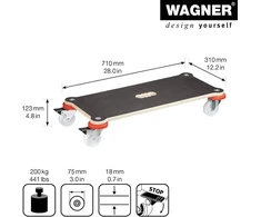 Wagner Transportavimo vežimėlis su rankena, 200 kg, 71x31x12.5 cm