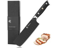 Wakoli Titanium Noir Nakiri peilis 17 cm I aukščiausios kokybės nerūdijančio plieno virtuvinis peilis su juoda titano danga I ergonomiška G10 rankena I aštrus profesionalus peilis stilingoje dovanų dėžutėje