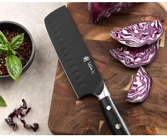 Wakoli Titanium Noir Nakiri peilis 17 cm I aukščiausios kokybės nerūdijančio plieno virtuvinis peilis su juoda titano danga I ergonomiška G10 rankena I aštrus profesionalus peilis stilingoje dovanų dėžutėje