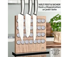Waldland premium peilių blokas be peilių - magnetinis peilių blokas pagamintas iš elegantiško ir tvirto ąžuolo medžio i magnetinis peilių laikiklis i medinis blokas