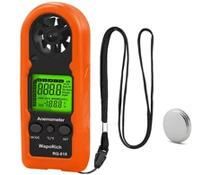Waporich mini vėjo matuoklis, rankinis skaitmeninis Lcd ekranas, anemometras, nešiojamas vėjo matuoklis vėjo greičio/temperatūros matavimui banglenčių sportui, žvejybai, aitvarams Rq-818