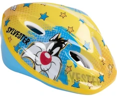 Warner Bros. vaikiškas dviračio šalmas Looney Tunes Titti Silvestro mergaitėms, 52-56 cm, šviesiai mėlynas, geltonas, apsauga, S