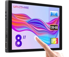 Monitorius Waveshare 8 colių talpinis jutiklinis ekranas, plati spalvų gama, 1280 x 800, optiškai sujungtas grūdinto stiklo skydelis, hdmi/type-c ekrano sąsaja, su garsu, kompiuterio dvigubas ekranas bendradarbiavimui