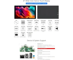 Monitorius Waveshare 8 colių talpinis jutiklinis ekranas, plati spalvų gama, 1280 x 800, optiškai sujungtas grūdinto stiklo skydelis, hdmi/type-c ekrano sąsaja, su garsu, kompiuterio dvigubas ekranas bendradarbiavimui