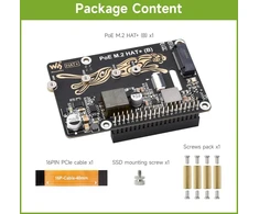 Waveshare Pcie į M.2 adapteris su Poe funkcija Hat+ (b), suderinamas su Raspberry Pi 5, palaiko Poe Nvme diskų protokolą 2230/2242/2260/2280 M.2 Ssd, didelės spartos skaitymas/rašymas