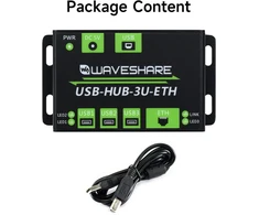 Waveshare pramoninės klasės daugiafunkcis usb šakotuvas, išplečiantis 3 usb prievadus + 100 m eterneto prievadą, tinkamas pramoninei / biuro aplinkai, kuriai reikalingas aukštesnio lygio įrenginys be maitinimo šaltinio
