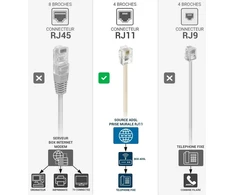 Waytex 39084 dėžutės Adsl Rj11 kabelis, jungtis tėtis/tėtis, 20 m, smėlio spalvos