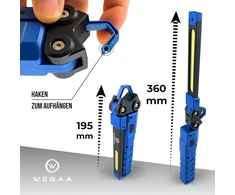 Webaa 2x darbo lempos dirbtuvių lempa inspekcinė lempa stiprus magnetas 3 šviesos šaltiniai