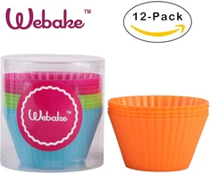Webake silikoninės keksiukų formelės, didelės, 9 cm, 12 vnt., daugkartinio naudojimo, silikoninės formelės, kepimo formelės, keksiukų formelės, kepimo formelės broniams, pyragams, pudingams