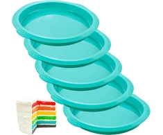 Webake silikoninių tortų formų rinkinys, apvalios sluoksniuoto torto kepimo formos, 5 vnt., 15 cm, silikoninė kepimo forma, nelimpanti danga, kepimo formos, picos forma