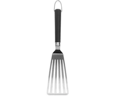 Weber lankstus grotelių keptuvo vartiklis (41 cm), nerūdijantis plienas, su plyšiais, nuožulniais kraštais, neslystančia patogia rankena, galima plauti indaplovėje - sidabrinis (6780)