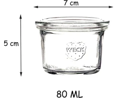 Weck Mini stiklainiai konservavimui su dangteliais 80 ml, 12 vnt. rinkinyje